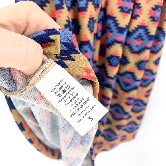 LuLaRoe Amelia Tan & Blue Aztec Short Sleeve Dress - Picture 7 of 7